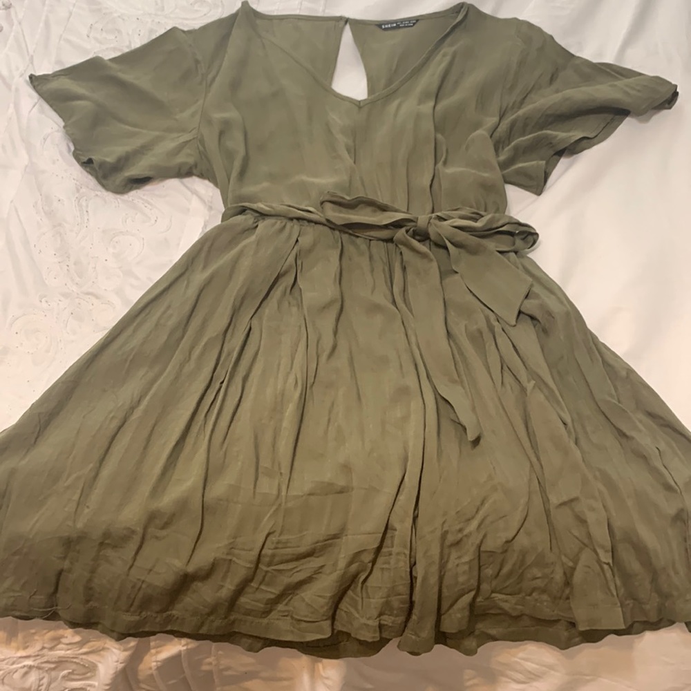 SHEIN Green Romper with Tie Waist